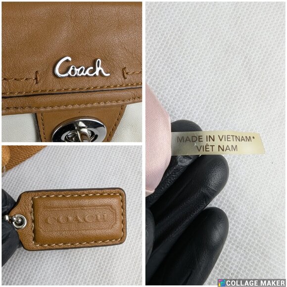 Authentic Coach Park Ivory Brown Leather Swing-pack Cross-body Bag - Picture 7 of 16